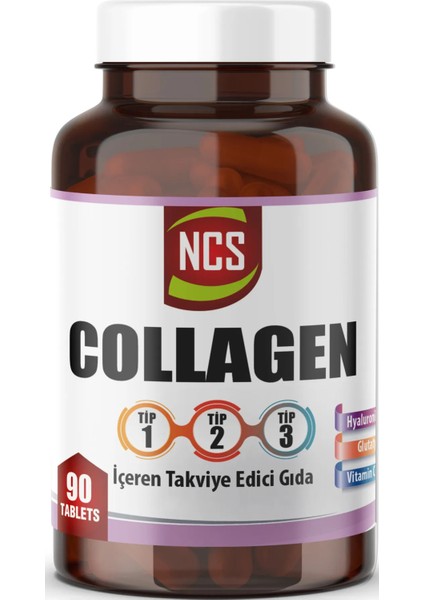 Hidrolize Collagen - Kolajen Type Tip 1-2-3 - Hyaluronic Acid - Vitamin C - Glutatyon 90 Tablet