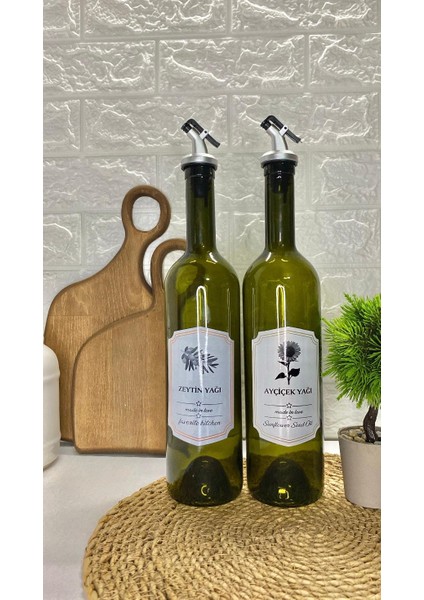 2li 750 ml Retro Zeytinyağı/ayçiçek Yağı Şişesi Yağdanlık