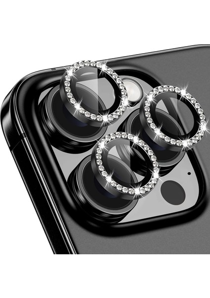 iPhone 16 Pro Max / 16 Pro Uyumlu Taşlı Kamera Koruyucu Darbelere Dayanıklı Gösterişli Lens