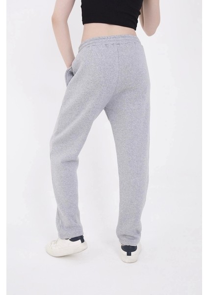 Oversize Boru Paça Baskılı Eşofman Pantolon - Gri modelleri