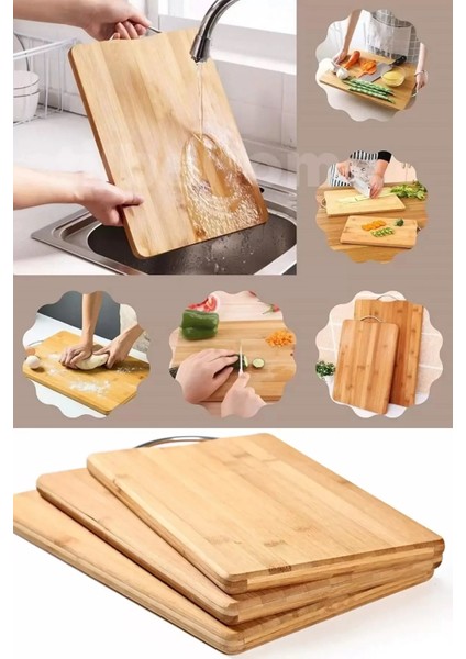 Antibakteriyel Büyük Kesme Tahtası Dikdörtgen Doğal Kesme Tahtası ( 34 x 24 cm )