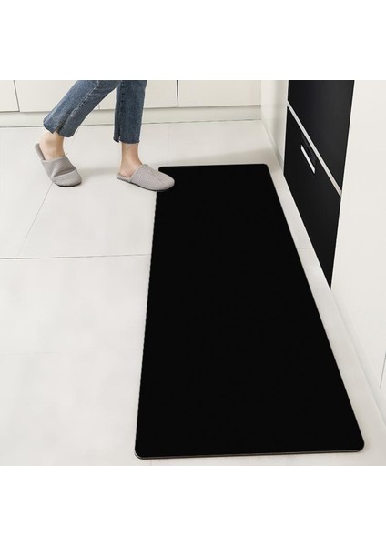 Siyah Renkli Su Emici, Kaydırmaz Tabanlı, Yıkanabilir Diatom Banyo Ve Abdest Paspası - 120 X 40 Cm