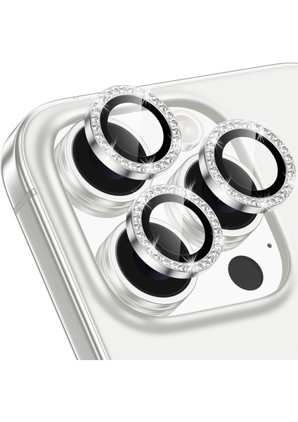 iPhone 16 Pro Max / 16 Pro Uyumlu Taşlı Kamera Koruyucu Darbelere Dayanıklı Gösterişli Lens