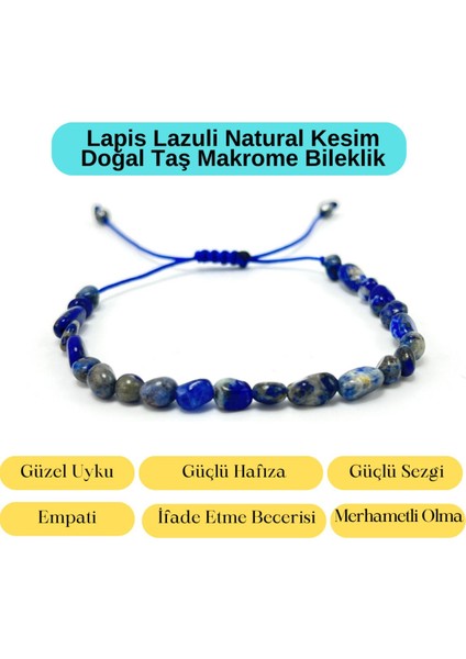 Sertifikalı Lapis Natural Kesim Makrome Doğal Taş Bileklik Ayarlanabilir Ölçü indirimleri
