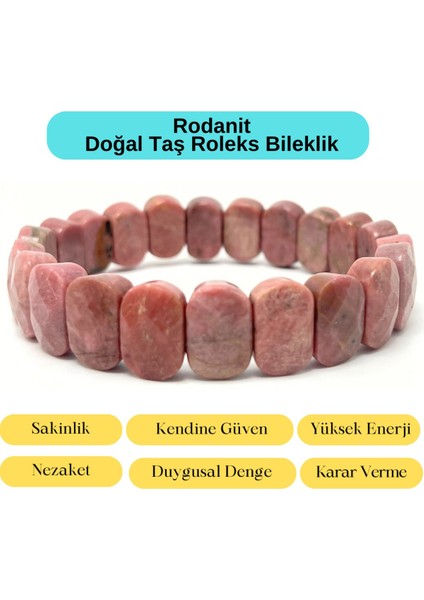Sertifikalı Rodanit Doğal Taş Roleks Bileklik