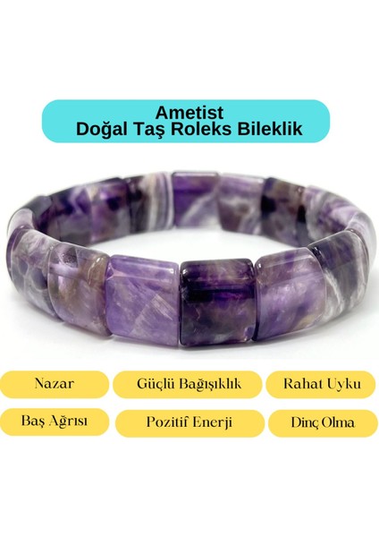 Sertifikalı Ametist Doğal Taş Roleks Bileklik