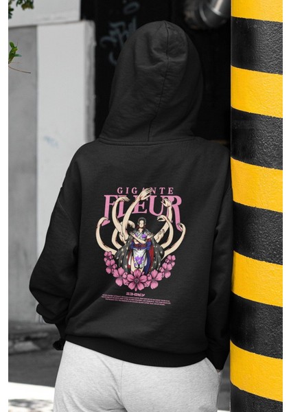 One Piece Nico Robin Sırt Baskılı Kapüşonlu Sweatshirt, Unisex Oversize Anime Baskılı Hoodie