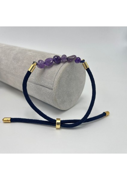 Sertifikalı Natural Ametist Doğal Taş Makrome Bileklik Ayarlanabilir Ölçü fiyatları
