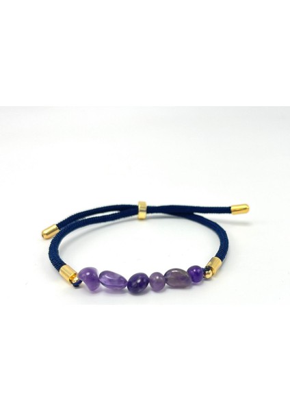 Sertifikalı Natural Ametist Doğal Taş Makrome Bileklik Ayarlanabilir Ölçü modelleri