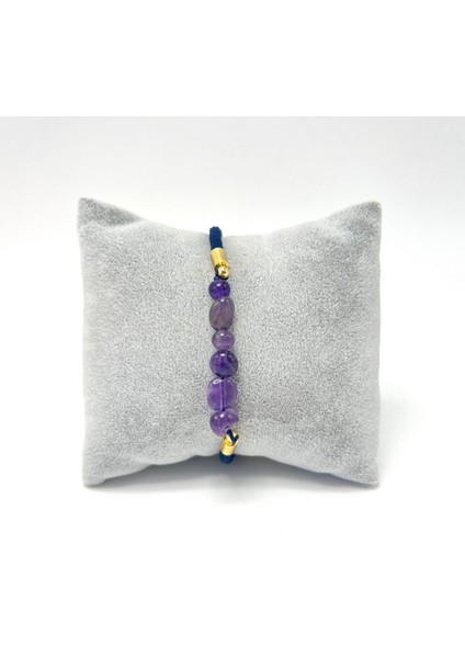 Sertifikalı Natural Ametist Doğal Taş Makrome Bileklik Ayarlanabilir Ölçü fırsatları