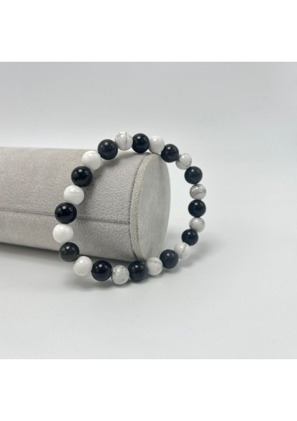 Sertifikalı Havlit Obsidyen Doğal Taş Misinalı Bileklik 8mm fiyatları
