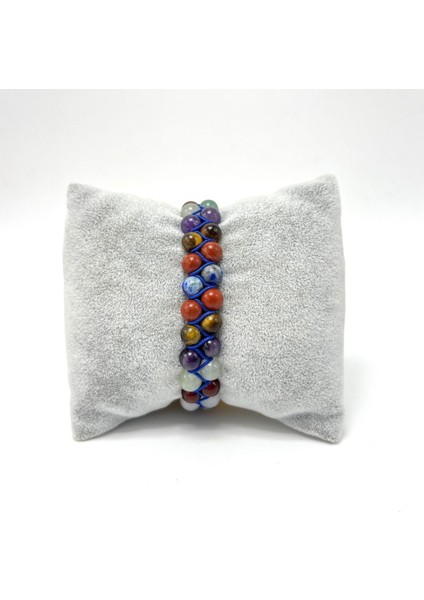 Sertifikalı Çakra Taşları Doğal Taş Çift Sıra Bileklik modelleri