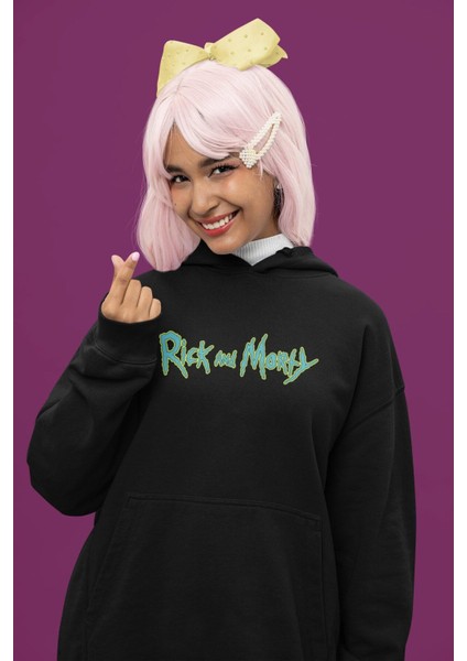 Rick And Morty Sırt Baskılı Kapüşonlu Sweatshirt, Unisex Oversize Rick And Morty Yazılı Hoodie