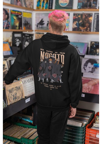 Cngz Shop Naruto Nagato Sırt Baskılı Kapüşonlu Sweatshirt, Unisex Oversize Anime Baskılı Hoodie