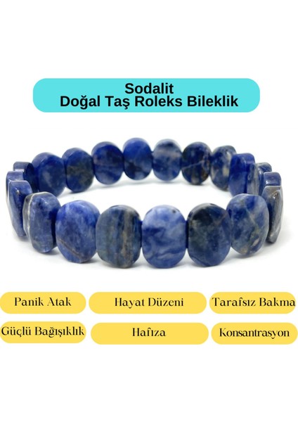 Sertifikalı Sodalit Doğal Taş Roleks Bileklik
