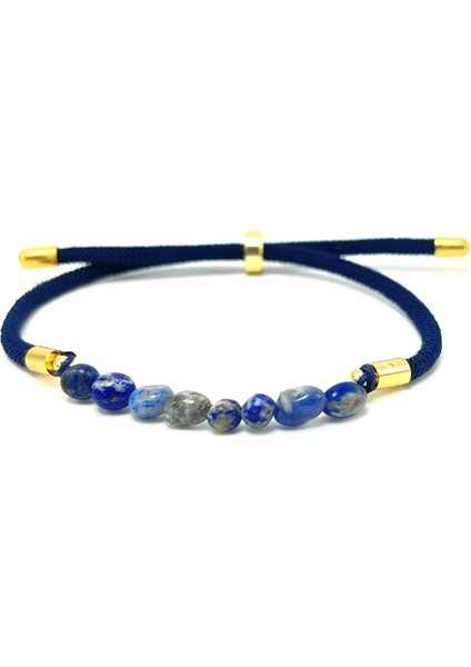 Yıldız Doğal Taş Sertifikalı Natural Lapis Lazuli Doğal Taş Makrome Bileklik Ayarlanabilir Ölçü