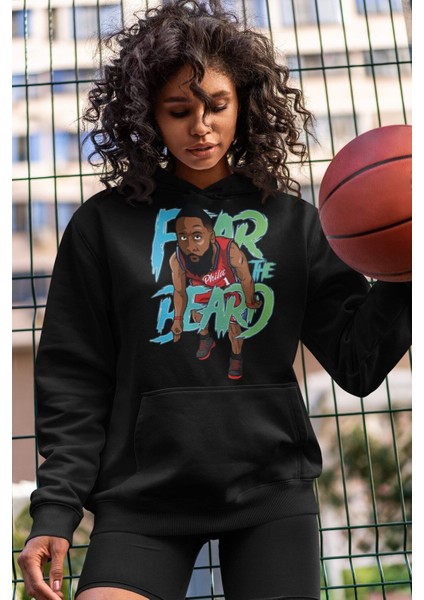 Cngz Shop James Harden Baskılı Kapüşonlu Sweatshirt, Unisex Oversize Basketbol Baskılı Hoodie