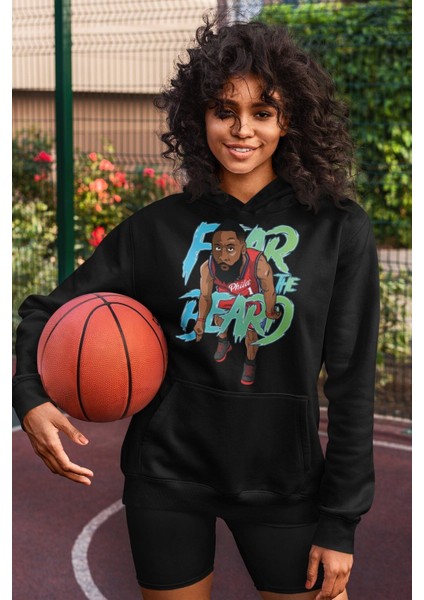 Cngz Shop James Harden Baskılı Kapüşonlu Sweatshirt, Unisex Oversize Basketbol Baskılı Hoodie