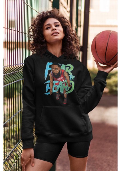 Cngz Shop James Harden Baskılı Kapüşonlu Sweatshirt, Unisex Oversize Basketbol Baskılı Hoodie