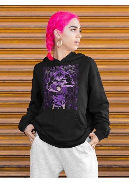 Cngz Shop Jujutsu Kaisen Yuta Okkotsu Baskılı Kapüşonlu Sweatshirt, Unisex Oversize Anime Baskılı Hoodie