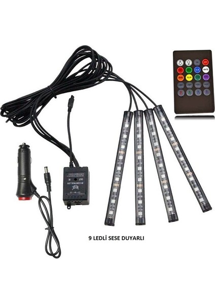 Ayak Altı Atmosfer 9 LED Sese Duyarlı Rgb LED Kumandalı