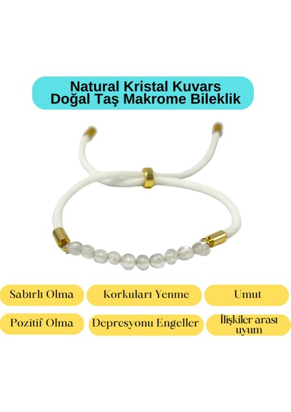 Sertifikalı Natural Kristal Kuvars Doğal Taş Makrome Bileklik Ayarlanabilir Ölçü indirimleri