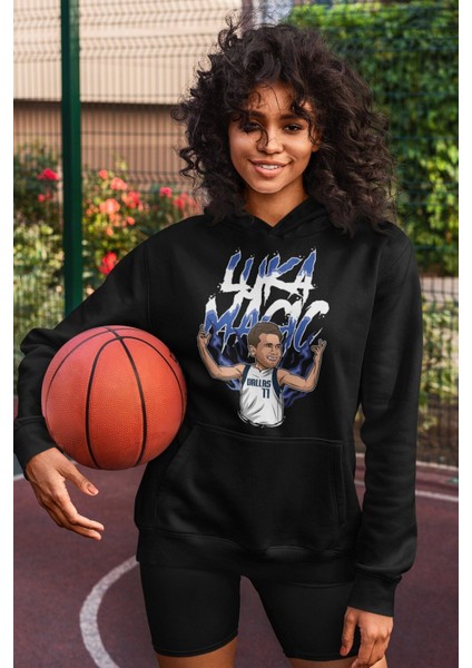 Cngz Shop Luka Doncic Baskılı Kapüşonlu Sweatshirt, Unisex Oversize Basketbol Baskılı Hoodie