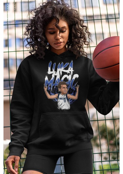 Cngz Shop Luka Doncic Baskılı Kapüşonlu Sweatshirt, Unisex Oversize Basketbol Baskılı Hoodie