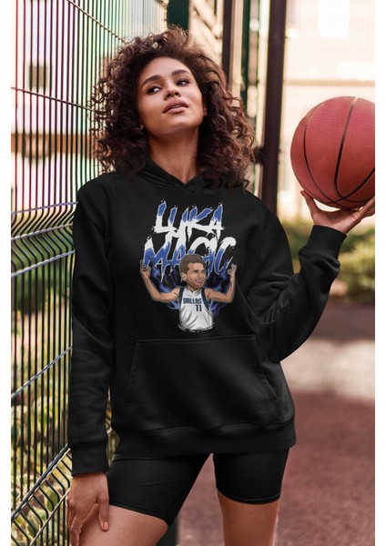 Cngz Shop Luka Doncic Baskılı Kapüşonlu Sweatshirt, Unisex Oversize Basketbol Baskılı Hoodie