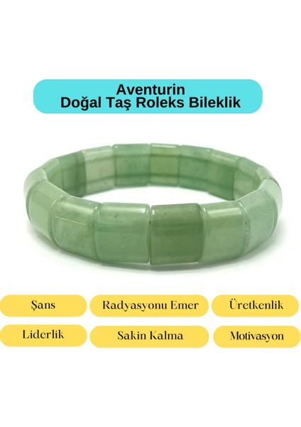 Sertifikalı Aventurin Doğal Taş Roleks Bileklik