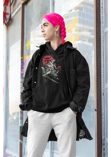 Cngz Shop One Piece Zoro Baskılı Kapüşonlu Sweatshirt, Unisex Oversize Anime Baskılı Hoodie