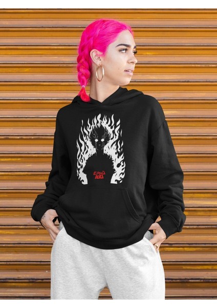 Cngz Shop Mob Psycho 100 Baskılı Kapüşonlu Sweatshirt, Unisex Oversize Anime Baskılı Hoodie