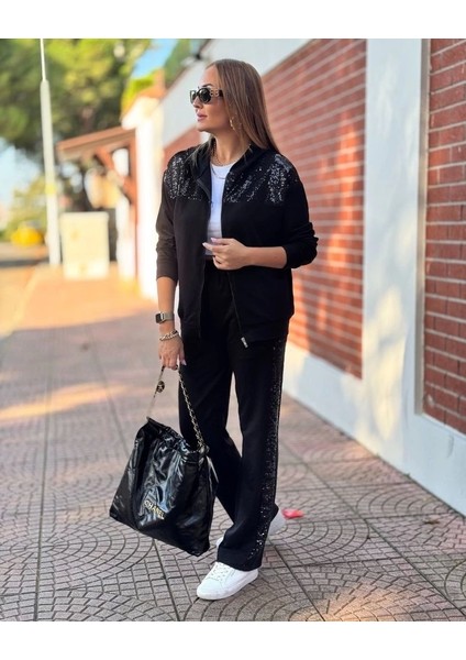 Kadın Iki Iplik Kumaş Pul ve Fermuar Detaylı Ikili Takım fırsatları