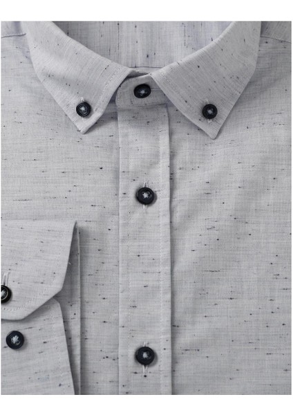 Gri Melanj Comfort Fit Uzun Kol Gömlek modelleri
