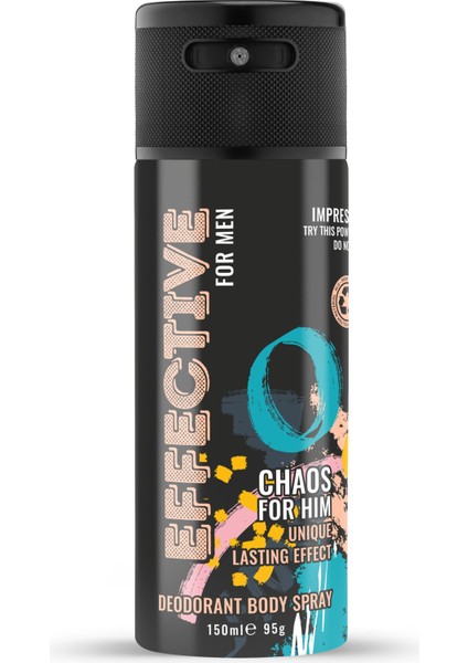 Effective Vücut Deodorantı - 3 Çeşit - Chaos - Effective - Legend - For Men - 150 ml x 3 adet