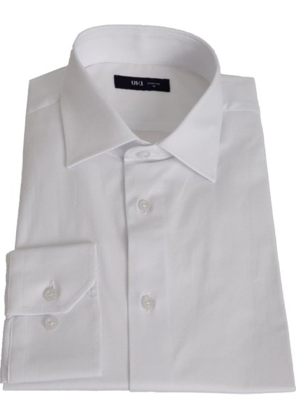 Beyaz Slim Fit Uzun Kol Gömlek