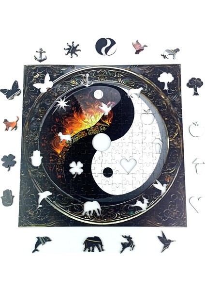 NG Puzzle Ying Yang Tasarımlı Özel Figürlü Ahşap Puzzle Yapboz Özel Ahşap Kutusunda