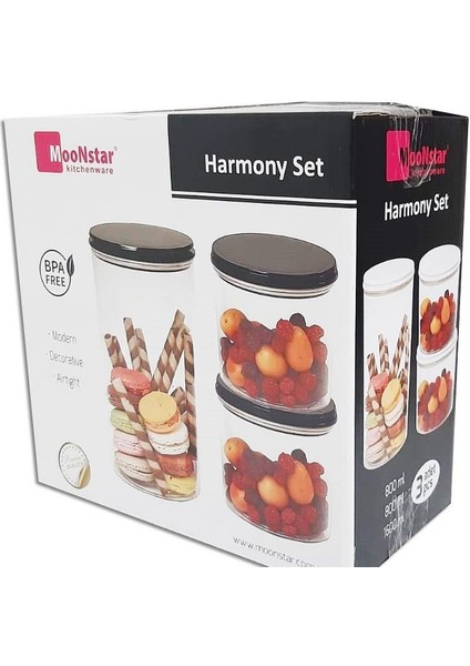 Moonstar Harmony Üçlü Saklama Kabı Hava Sızdırmaz-Hm-Set