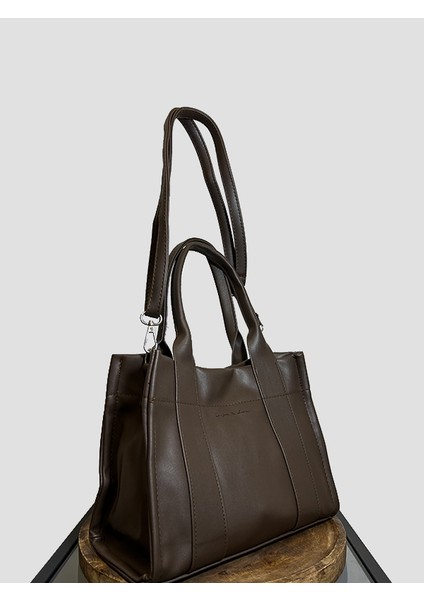 25461 - DERİ YAZI DETAYLI TOTE BAG KADIN KOL VE OMUZ ÇANTASI