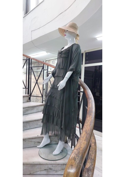 Italyan 2 Beden Ince Gösteren Kat Kat Ipek Elbise- Ipek Kap