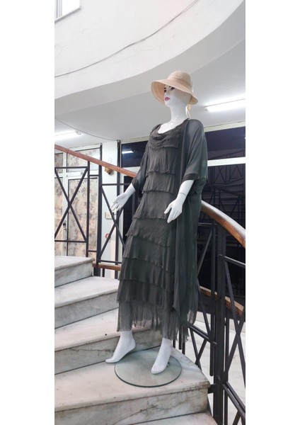 Italyan 2 Beden Ince Gösteren Kat Kat Ipek Elbise- Ipek Kap fiyatları