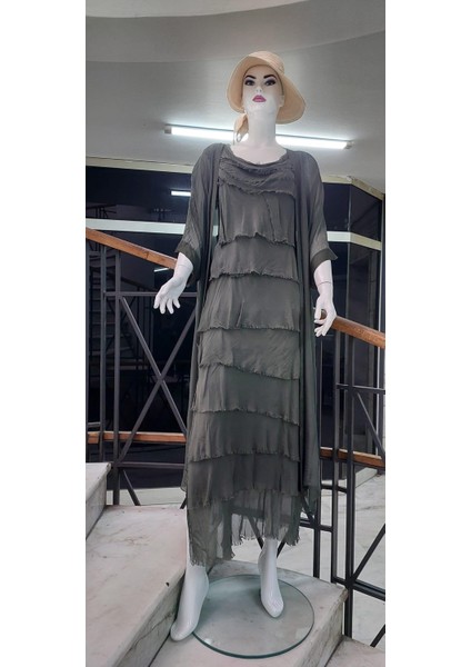 Italyan 2 Beden Ince Gösteren Kat Kat Ipek Elbise- Ipek Kap fırsatları