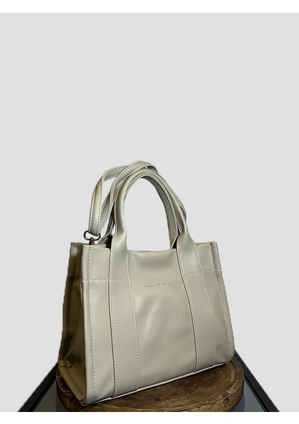 25461 - DERİ YAZI DETAYLI TOTE BAG KADIN KOL VE OMUZ ÇANTASI