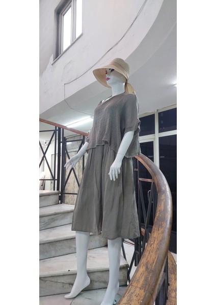 Italyan Müslin Keteni Üstü File Bluzlu Astarlı Tek Parça Elbise fiyatları