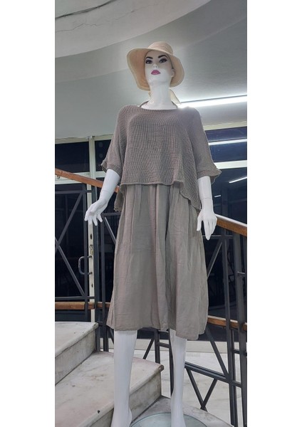 Italyan Müslin Keteni Üstü File Bluzlu Astarlı Tek Parça Elbise fırsatları