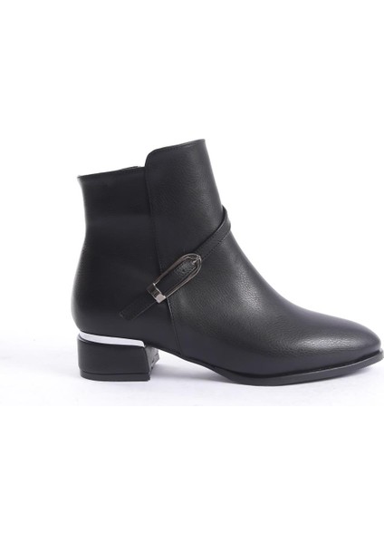 Kaltas Siyah Kısa Kalın Topuklu Tokalı Fermuarlı Günlük Bot fırsatları