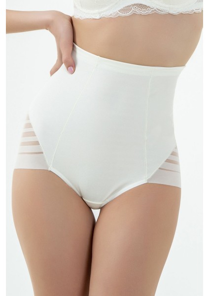 9720 Kadın Çizgili Dantelli Korse -Ekru fiyatları