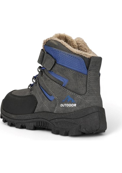 Erkek Çocuk Kürklü Cırt Cırtlı Soğuk Geçirmez Kışlık Outdoor Trekking Çocuk Bot 26-35 modelleri