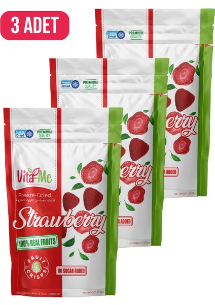 Freeze Dried Strawberry 15 gr Dondurularak Kurutulmuş Çıtır Çilek Atıştırmalık 3 Adet
