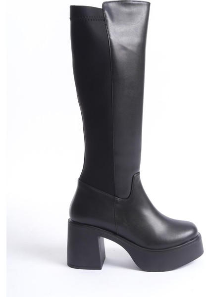 Lostar Siyah Streç Arkası Esnek Yüksek Kalın Platform Topuklu Çizme fiyatları